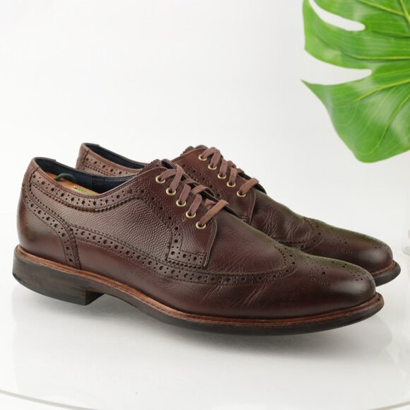 Cole Haan Mens Cooper Oxford Size 11 M Brown Leather Wingtip Brogue Dress Shoe main image 9